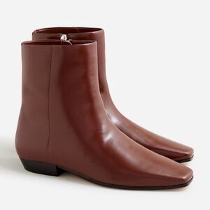 Square Toe Spazzolato Leather Ankle Boots